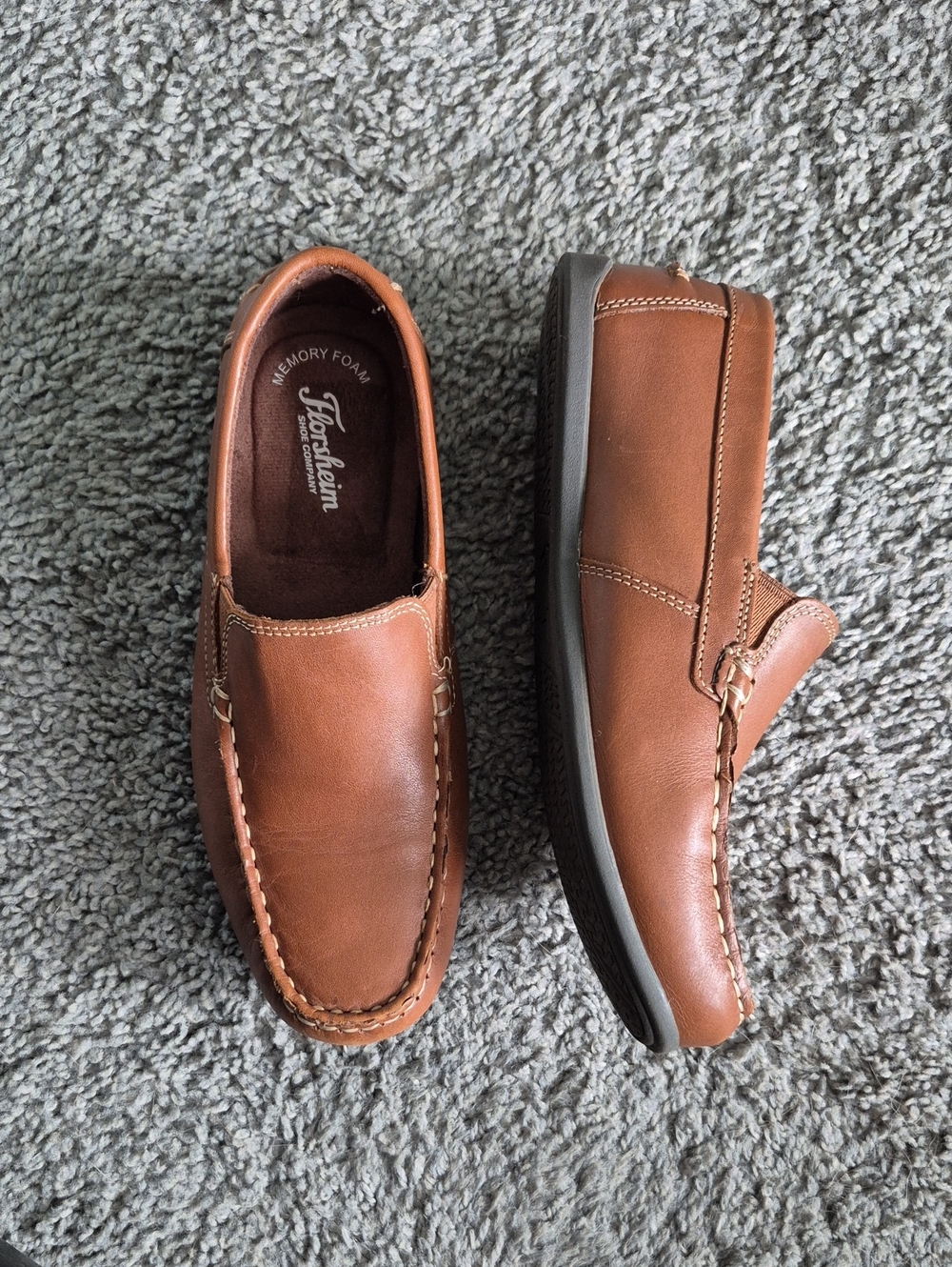 Florsheim Kids Jasper Jr Venetian Saddle Tan Leather Loafers Size 4M Big Kid